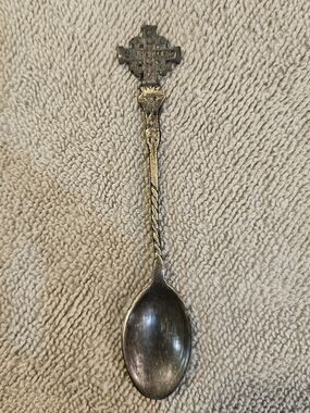 Decorative Jerusalem Cross Souvenir Spoon - Antique Silver
